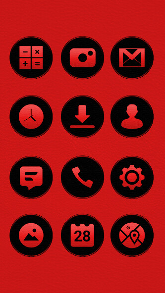 Run android online APK Paper Leather Texture Red Icons from MyAndroid or emulate Paper Leather Texture Red Icons using MyAndroid