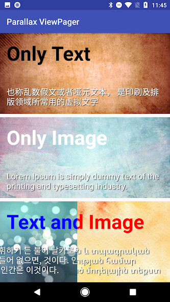 Run android online APK Parallax ViewPager Demo from MyAndroid or emulate Parallax ViewPager Demo using MyAndroid
