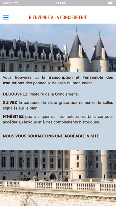Emulate iPhone app Parcours Conciergerie using MyAndroid