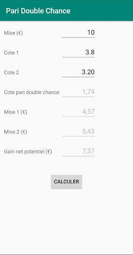Run android online APK Pari double chance : calcul de mises & cotes from MyAndroid or emulate Pari double chance : calcul de mises & cotes using MyAndroid Run android online APK Pari double chance : calcul de mises & cotes from MyAndroid or emulate Pari double chance : calcul de mises & cotes using MyAndroid