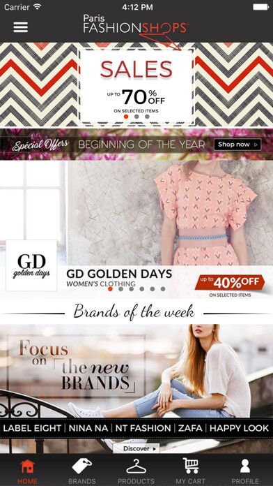 Emulate iPhone app PARIS FASHION SHOPS using MyAndroid