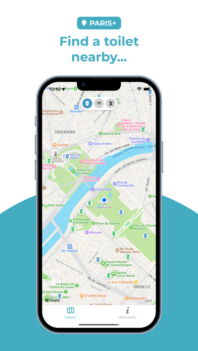 Emulate iPhone app Paris+ : toilets, WI-FI & more using MyAndroid