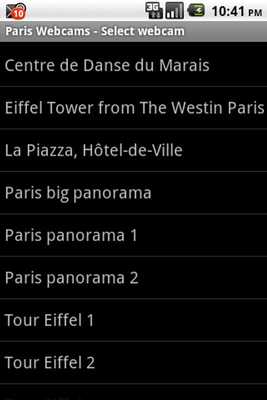 Emulate Android APK Paris Webcams
