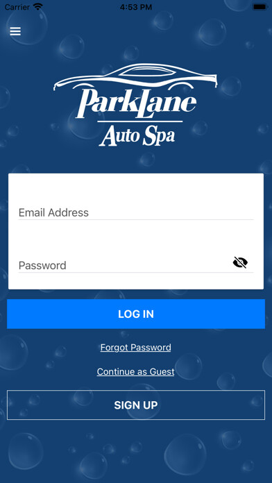 Emulate iPhone app Park Lane Auto Spa using MyAndroid