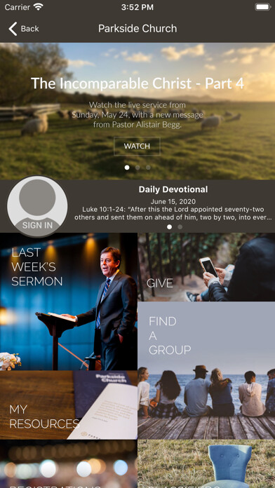 Emulate iPhone app Parkside Church Ohio using MyAndroid