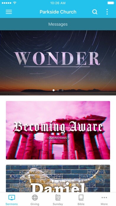 Emulate iPhone app Parkside Church using MyAndroid