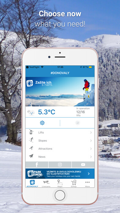 Emulate iPhone app PARK SNOW Donovaly using MyAndroid Emulate iPhone app PARK SNOW Donovaly using MyAndroid