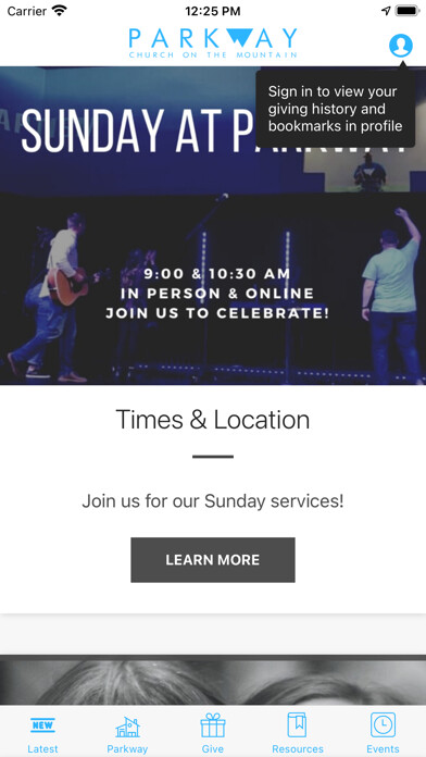 Emulate iPhone app Parkway Church Roanoke using MyAndroid