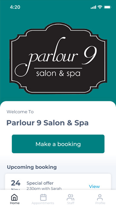 Emulate iPhone app Parlour 9 Salon & Spa using MyAndroid Emulate iPhone app Parlour 9 Salon & Spa using MyAndroid