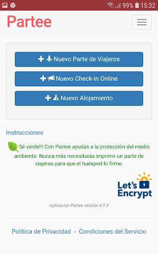 Run android online APK Partee - Partes de Entrada de Viajeros from MyAndroid or emulate Partee - Partes de Entrada de Viajeros using MyAndroid