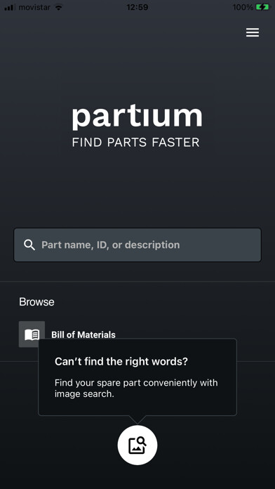 Emulate iPhone app Partium Enterprise Part Search using MyAndroid