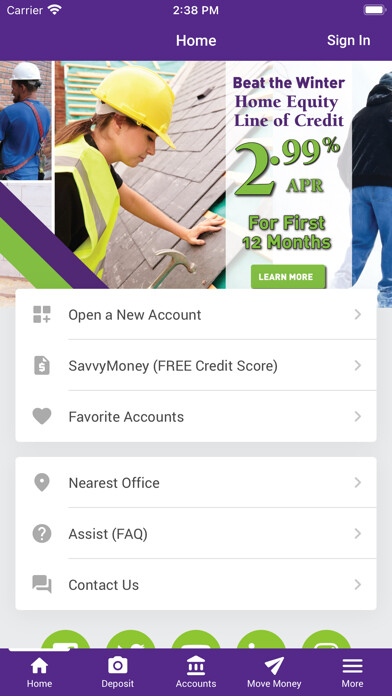 Emulate iPhone app Partnership Financial CU using MyAndroid