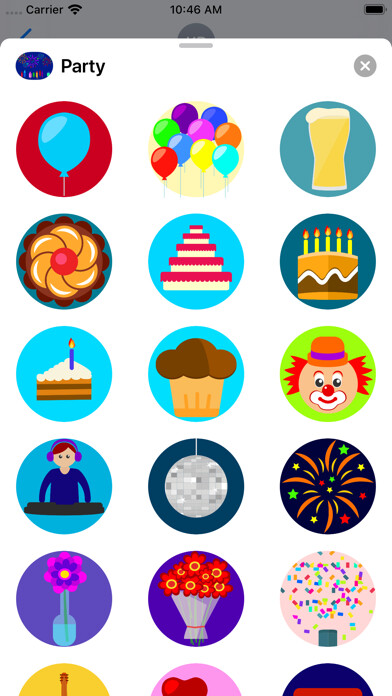 Emulate iPhone app Party Sticker Pack using MyAndroid
