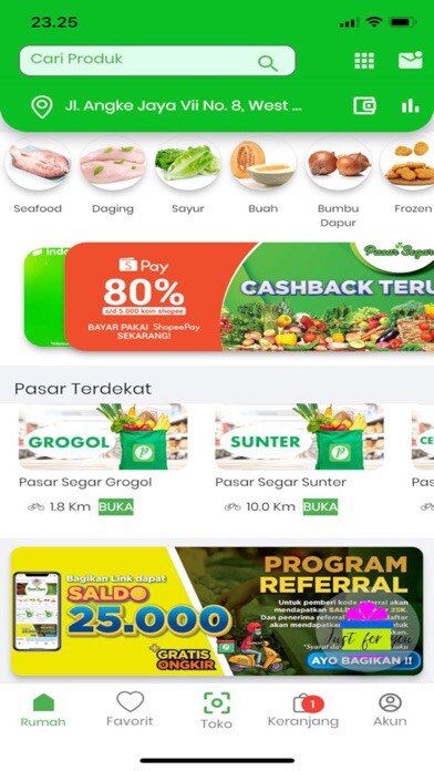 Emulate iPhone app Pasar Segar Indonesia using MyAndroid