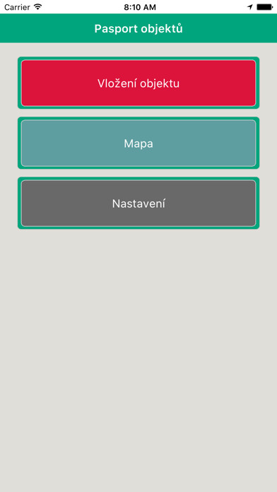 Emulate iPhone app Pasport objektů using MyAndroid