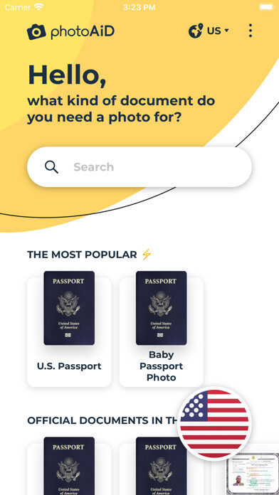 Emulate iPhone app Passport Photo Booth US AiD using MyAndroid