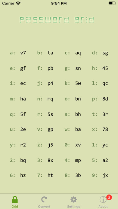Emulate iPhone app Password Grid using MyAndroid