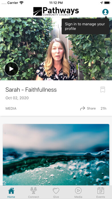 Emulate iPhone app Pathways Community Church using MyAndroid