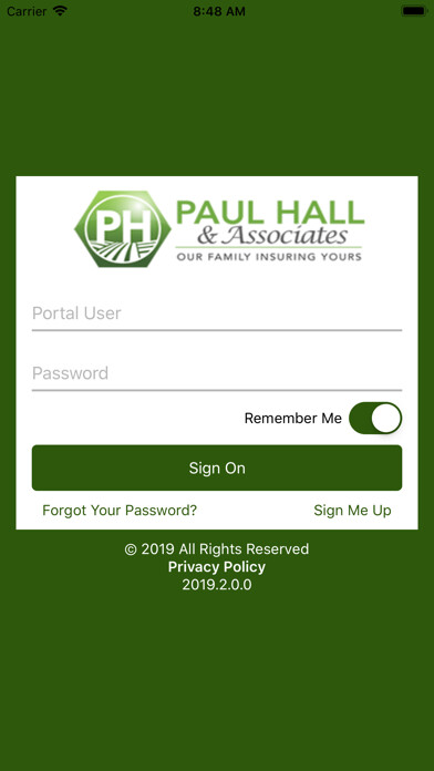 Emulate iPhone app Paul Hall & Associates Online using MyAndroid