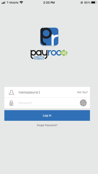 Emulate iPhone app Payroc GO℠ using MyAndroid