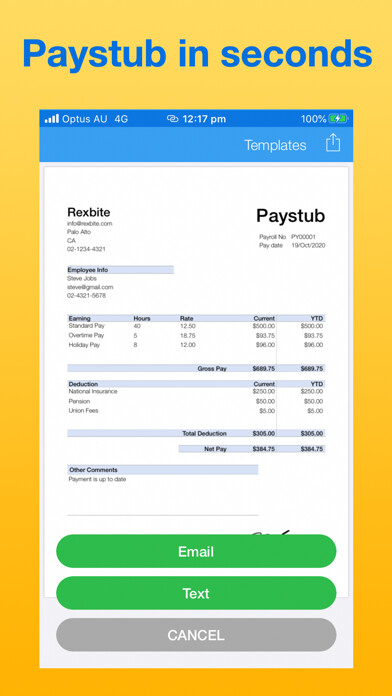 Emulate iPhone app Paystub Maker using MyAndroid Emulate iPhone app Paystub Maker using MyAndroid