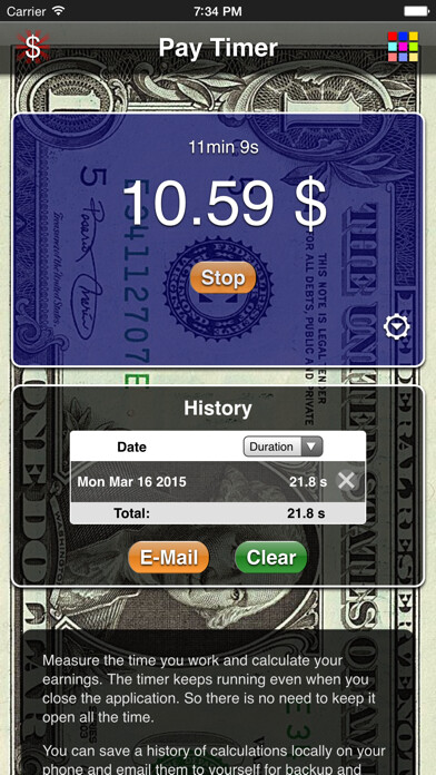 Emulate iPhone app Pay Timer Lite using MyAndroid Emulate iPhone app Pay Timer Lite using MyAndroid