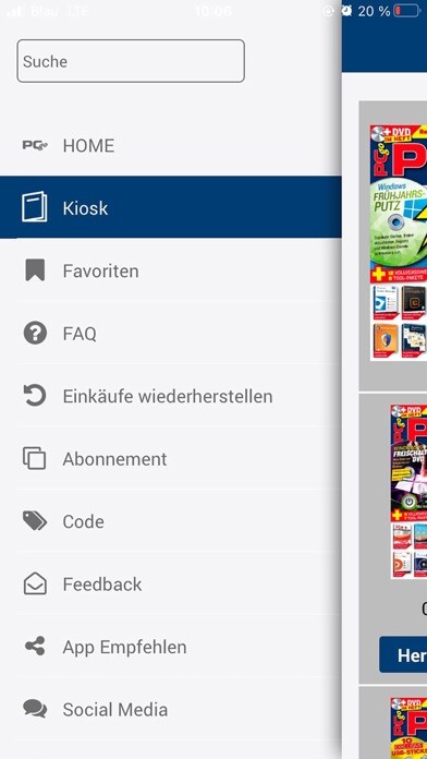 Emulate iPhone app PCgo Magazin using MyAndroid