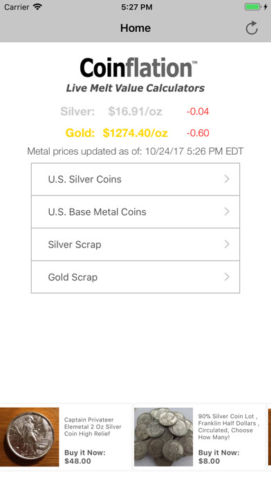 Emulate iPhone app PCGS Coinflation using MyAndroid