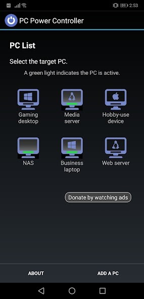 Run android online APK PC Power Controller from MyAndroid or emulate PC Power Controller using MyAndroid