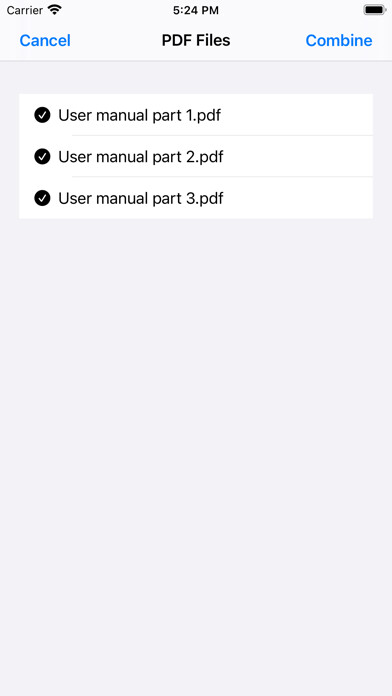 Emulate iPhone app PDF Combiner - file merger using MyAndroid Emulate iPhone app PDF Combiner - file merger using MyAndroid