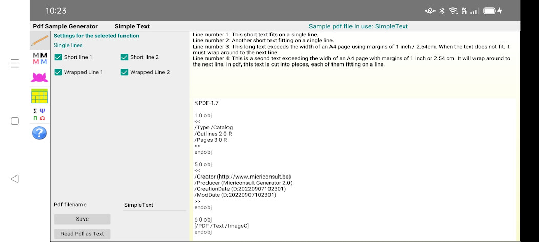 Emulate iPhone app PdfSampleGenerator using MyAndroid Emulate iPhone app PdfSampleGenerator using MyAndroid