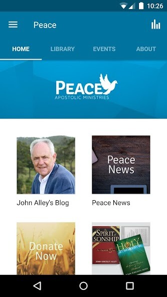 Emulate iPhone app Peace Apostolic Ministries using MyAndroid