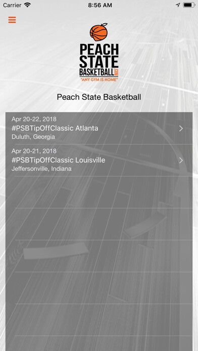 Emulate iPhone app Peach State Basketball using MyAndroid