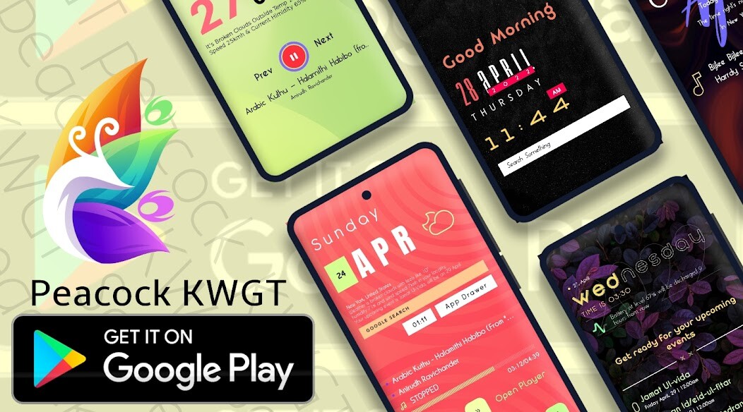 Run android online APK Peacock KWGT from MyAndroid or emulate Peacock KWGT using MyAndroid