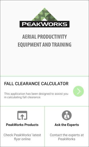 Run android online APK PeakWorks Fall Clearance Calculator from MyAndroid or emulate PeakWorks Fall Clearance Calculator using MyAndroid