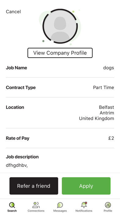 Emulate iPhone app Pear Up Jobs using MyAndroid