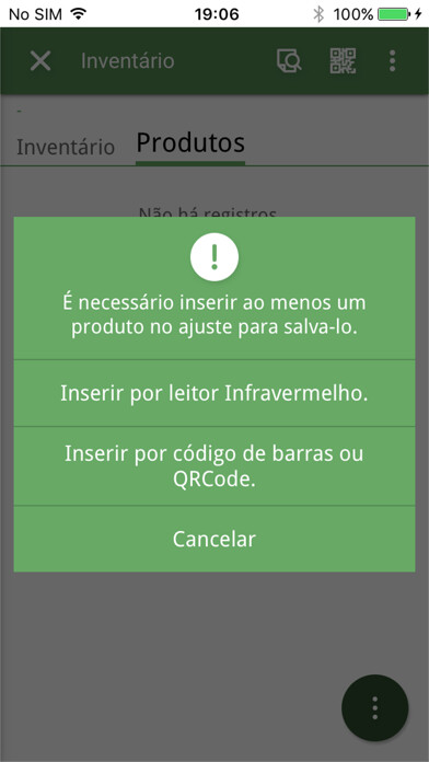 Emulate iPhone app Pebbian Inventário de Estoque using MyAndroid