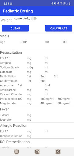 Run android online APK Pediatric Dosing Calculator from MyAndroid or emulate Pediatric Dosing Calculator using MyAndroid