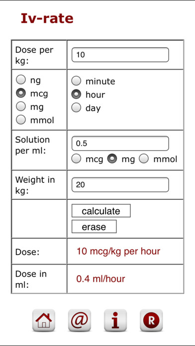 Emulate iPhone app Pediatric Iv calculator using MyAndroid Emulate iPhone app Pediatric Iv calculator using MyAndroid