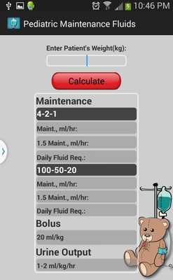 Emulate Android APK Pediatric Maintenance Fluids