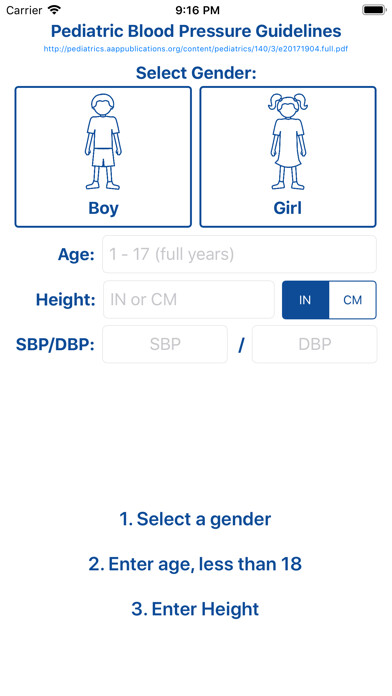 Emulate iPhone app Peds Blood Pressure Guide using MyAndroid