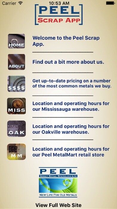 Emulate iPhone app Peel Scrap Metal Recycling App using MyAndroid Emulate iPhone app Peel Scrap Metal Recycling App using MyAndroid