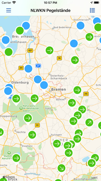 Emulate iPhone app Pegelstände Niedersachsen using MyAndroid Emulate iPhone app Pegelstände Niedersachsen using MyAndroid