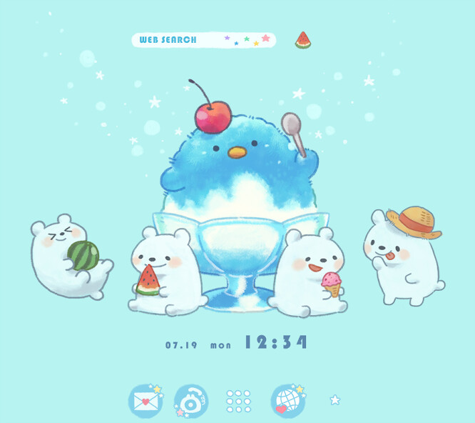 Run android online APK Penguin Shaved Ice Theme from MyAndroid or emulate Penguin Shaved Ice Theme using MyAndroid