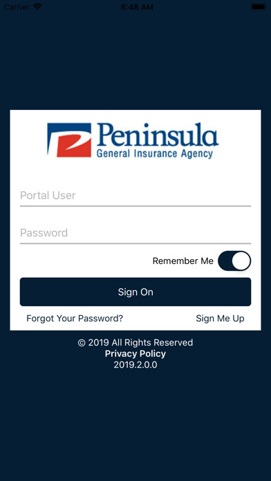 Emulate iPhone app Peninsula General Insurance using MyAndroid