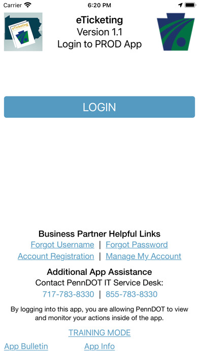 Emulate iPhone app PennDOT - eTicketing using MyAndroid