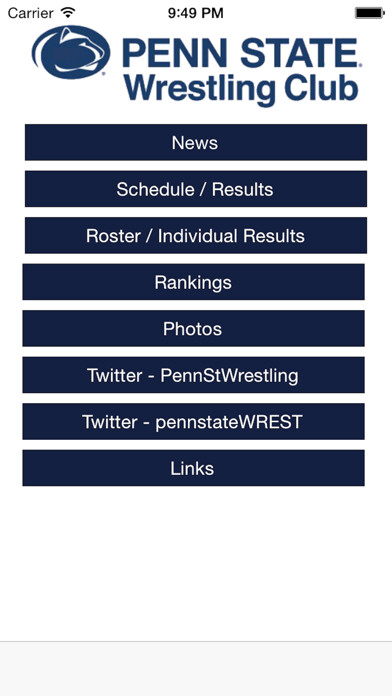 Emulate iPhone app Penn State Wrestling Club using MyAndroid