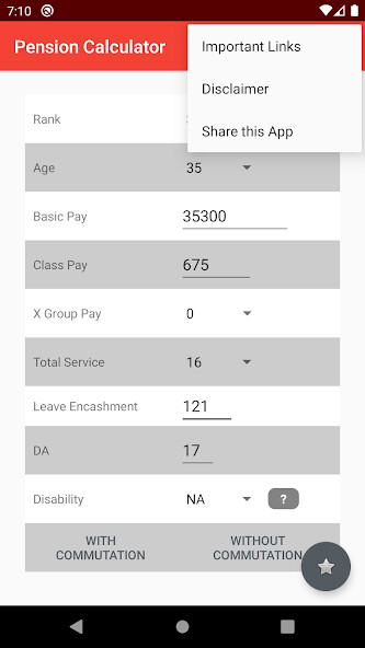 Run android online APK Pension Calculator - Indian Armed Forces from MyAndroid or emulate Pension Calculator - Indian Armed Forces using MyAndroid