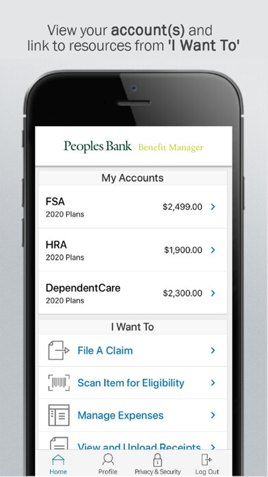 Emulate iPhone app Peoples Benefit Manager using MyAndroid