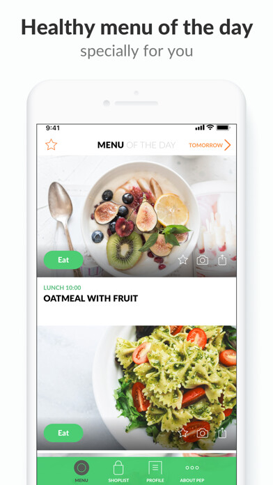Emulate iPhone app PEP: Healthy menu of the day using MyAndroid Emulate iPhone app PEP: Healthy menu of the day using MyAndroid
